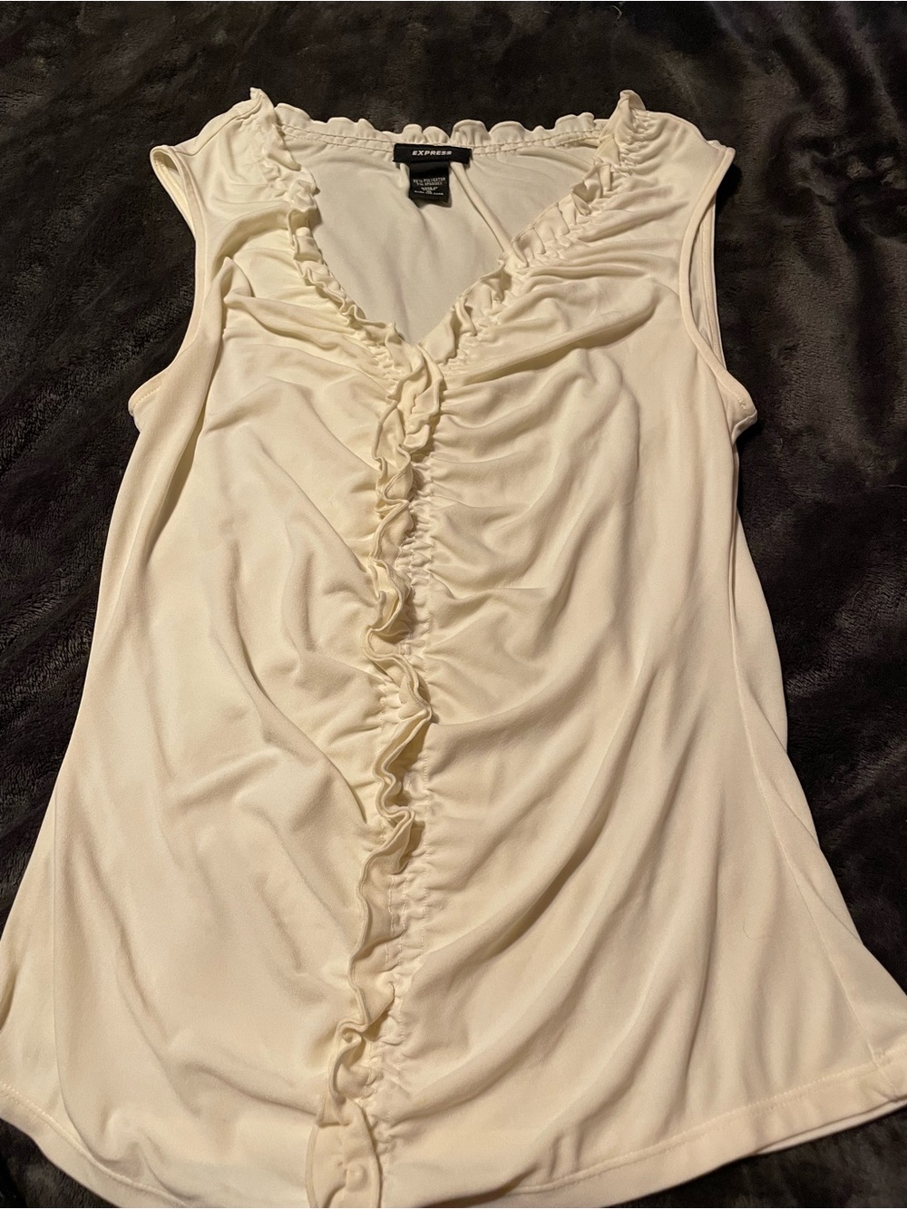 Express Cream Ruffle-Front Sleeveless Camisole